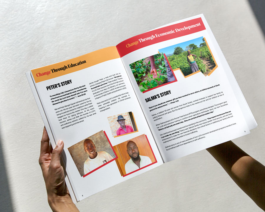 Lift Up the Vulnerable annual report design — Liminal nonprofit client