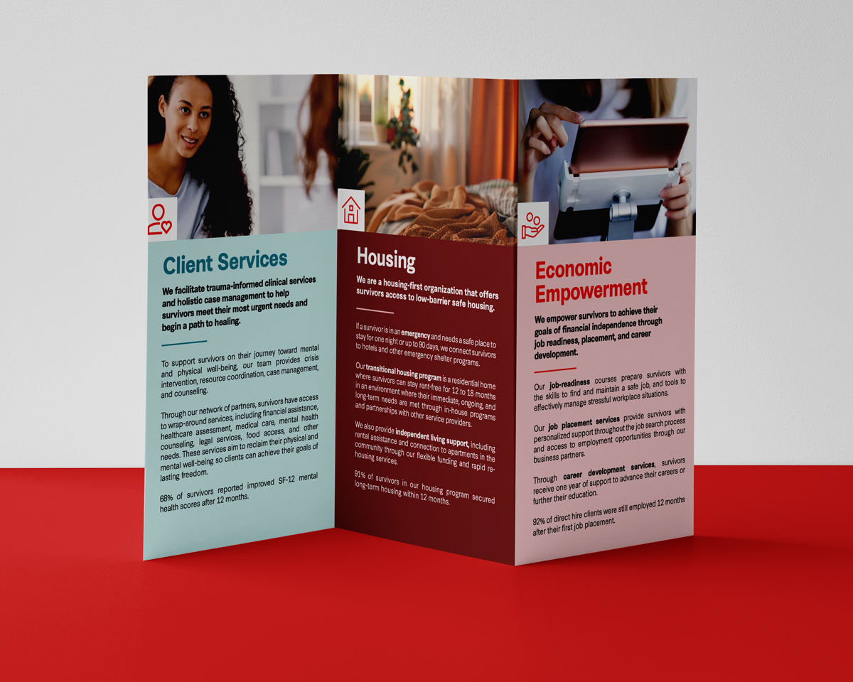 Restore NYC brochure design — Liminal nonprofit client