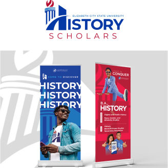 Program branding and logo examples for ECSU History Scholars
