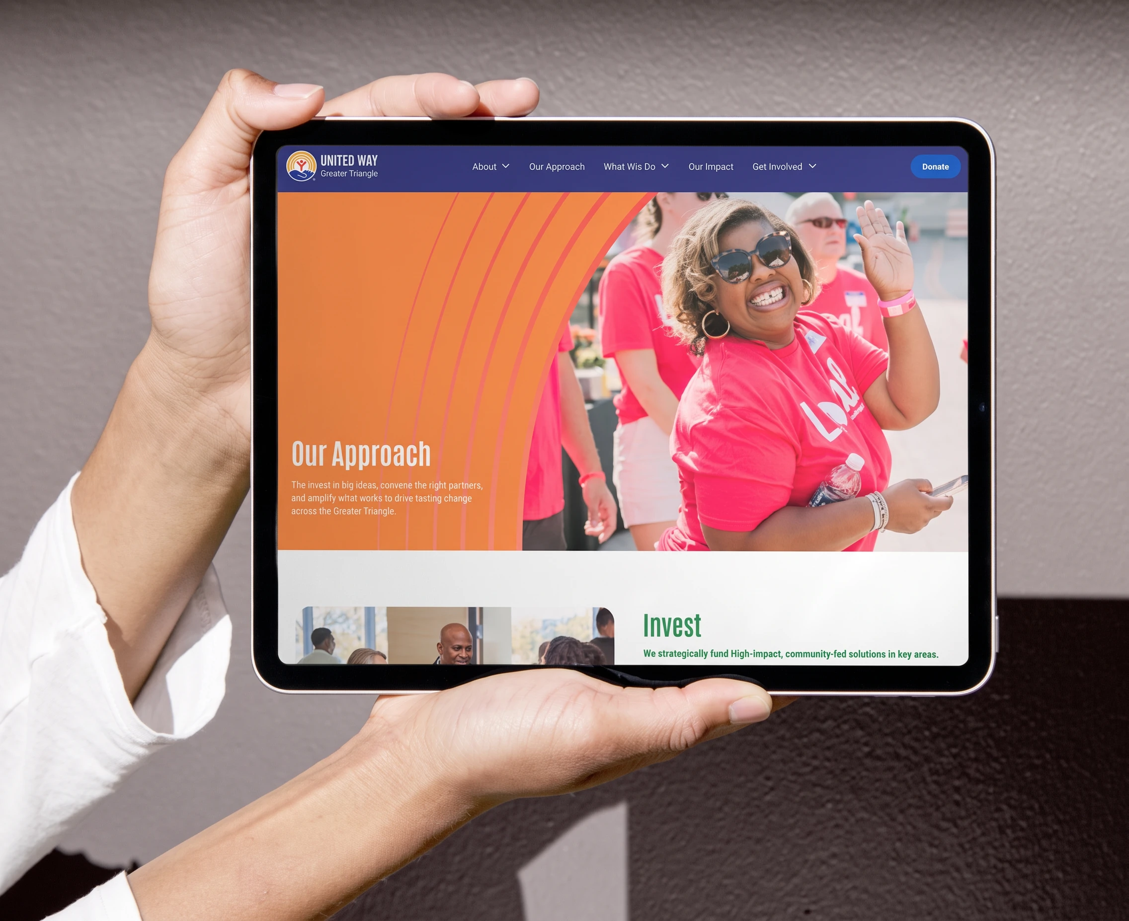 United Way Greater Triangle website on a tablet