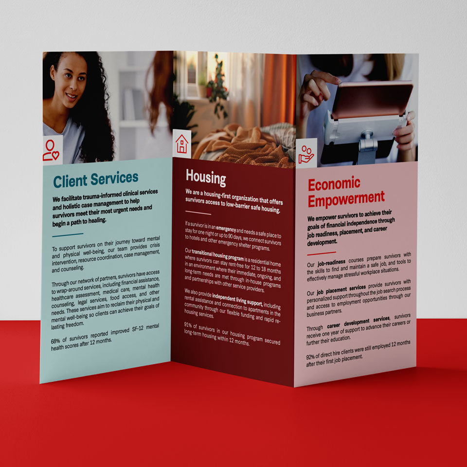 Restore NYC brochure design — Liminal nonprofit client